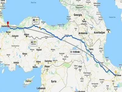 فاصله تهران استانبول چقدر است؟