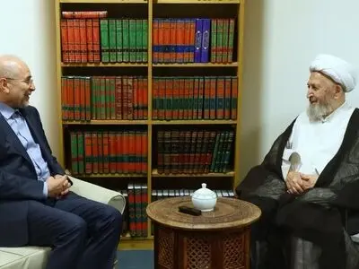 دیدار رییس مجلس شورای اسلامی با آیت الله سبحانی 