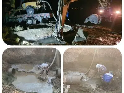 ‍ شکستگی خط انتقال آب چاه‌های میاندربند کرمانشاه