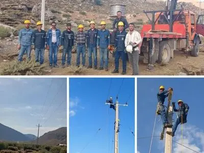 بازسازی ۱۹ ساعته شبکه برق سرقت شده در لبد بازفت؛ برقراری برق ۴ روستا با ۱۳۰ خانوار