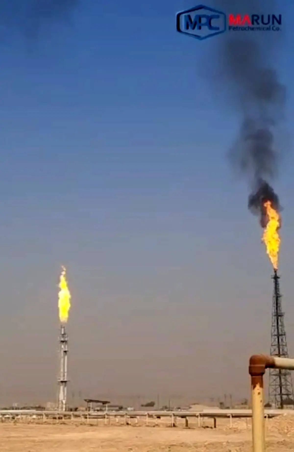 پتروشیمی مارون گامی سبز برداشت؛ راه‌اندازی مشعل‌های بدون دود در اهواز + فیلم