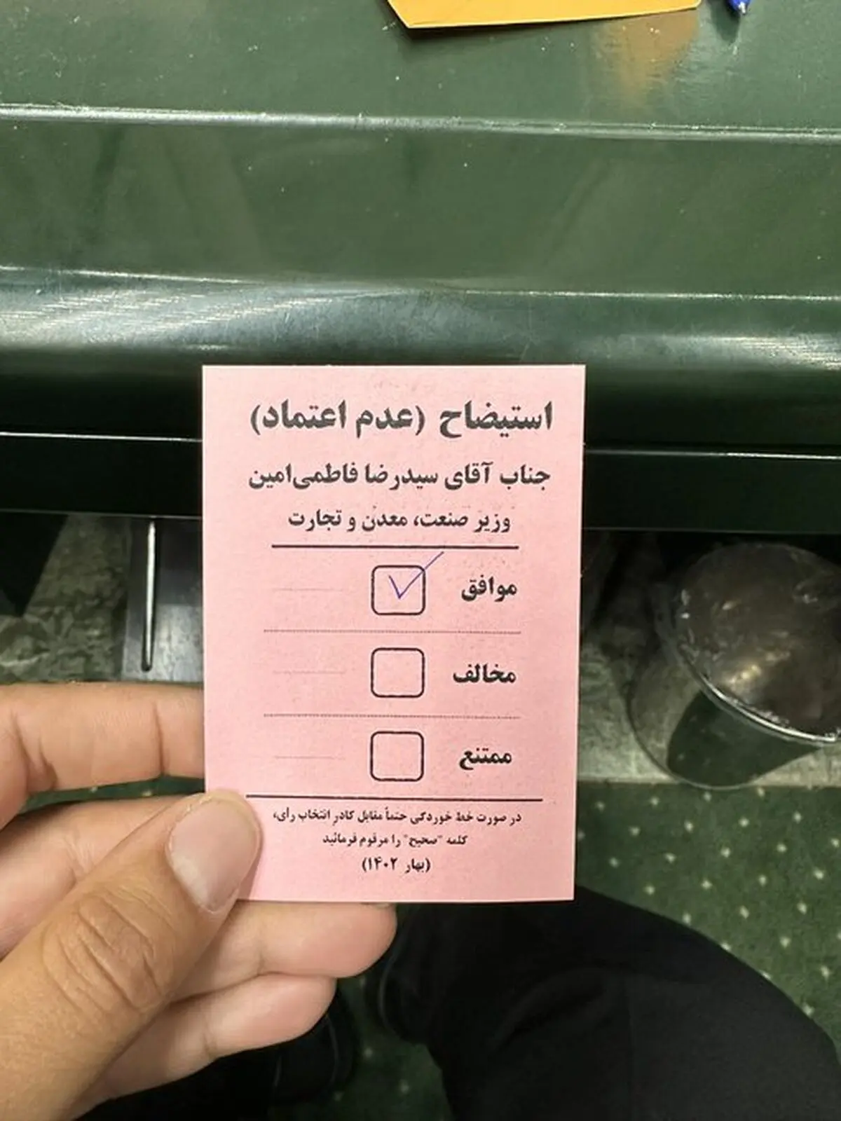 کدام نمایندگان رأی خود به استیضاح فاطمی امین را منتشر کردند؟