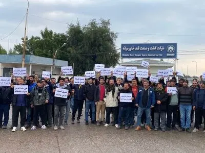 تجمع اعتراضی کارگران شرکت قند خاورمیانه در شوش وارد هفتمین روز شد