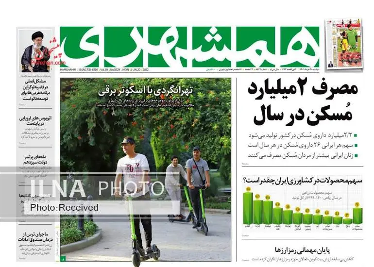صفحه اول روزنامه ها دوشنبه ۳۰ خرداد