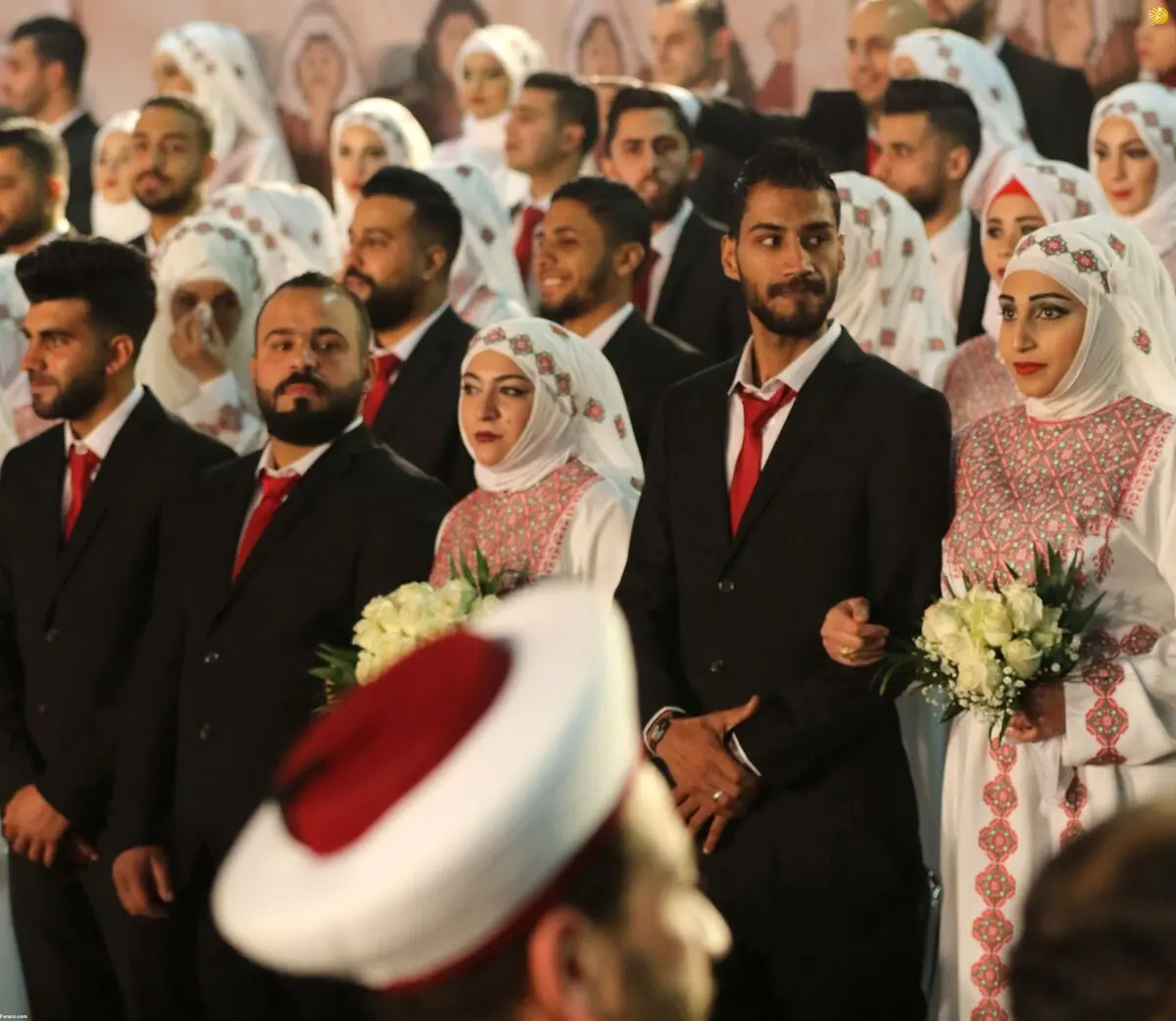 جشن ازدواج دسته جمعی فلسطینی‌ها و لبنانی‌ها+تصاویر