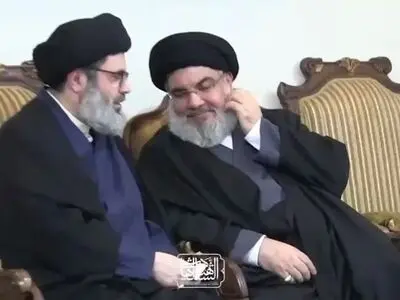 قابی ماندگار از دیدار سیدحسن نصرالله و شیخ صفی‌الدین پیش از شهادت + فیلم