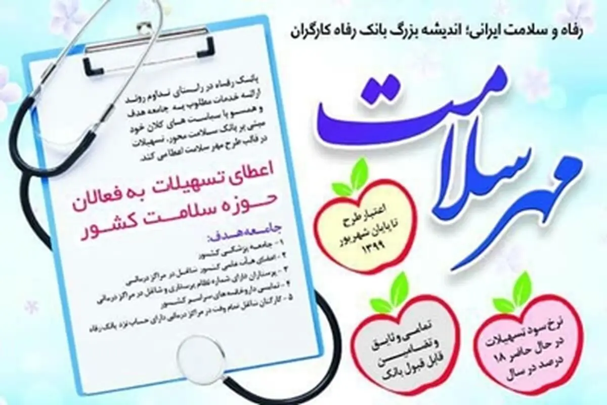 اقدامات مؤثر بانک رفاه در حوزه سلامت