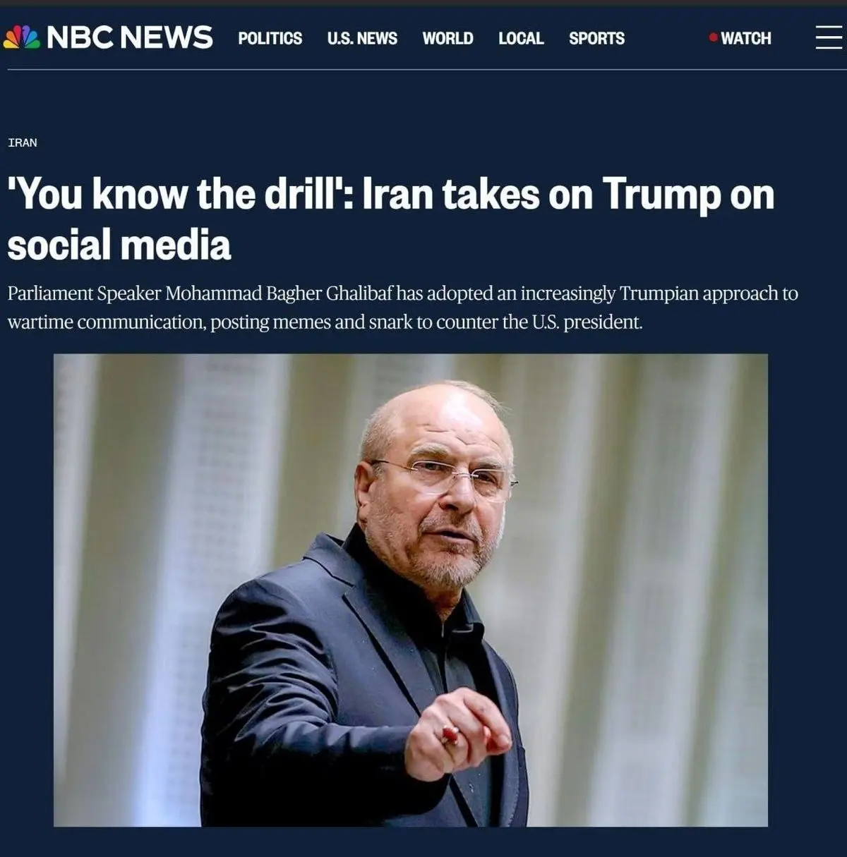 قالیباف، رقیب جدید ترامپ در جنگ رسانه‌ای