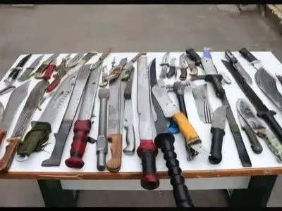 کشف 82 قبضه سلاح سرد از یک اتوبوس در لاریجان شهرستان آمل