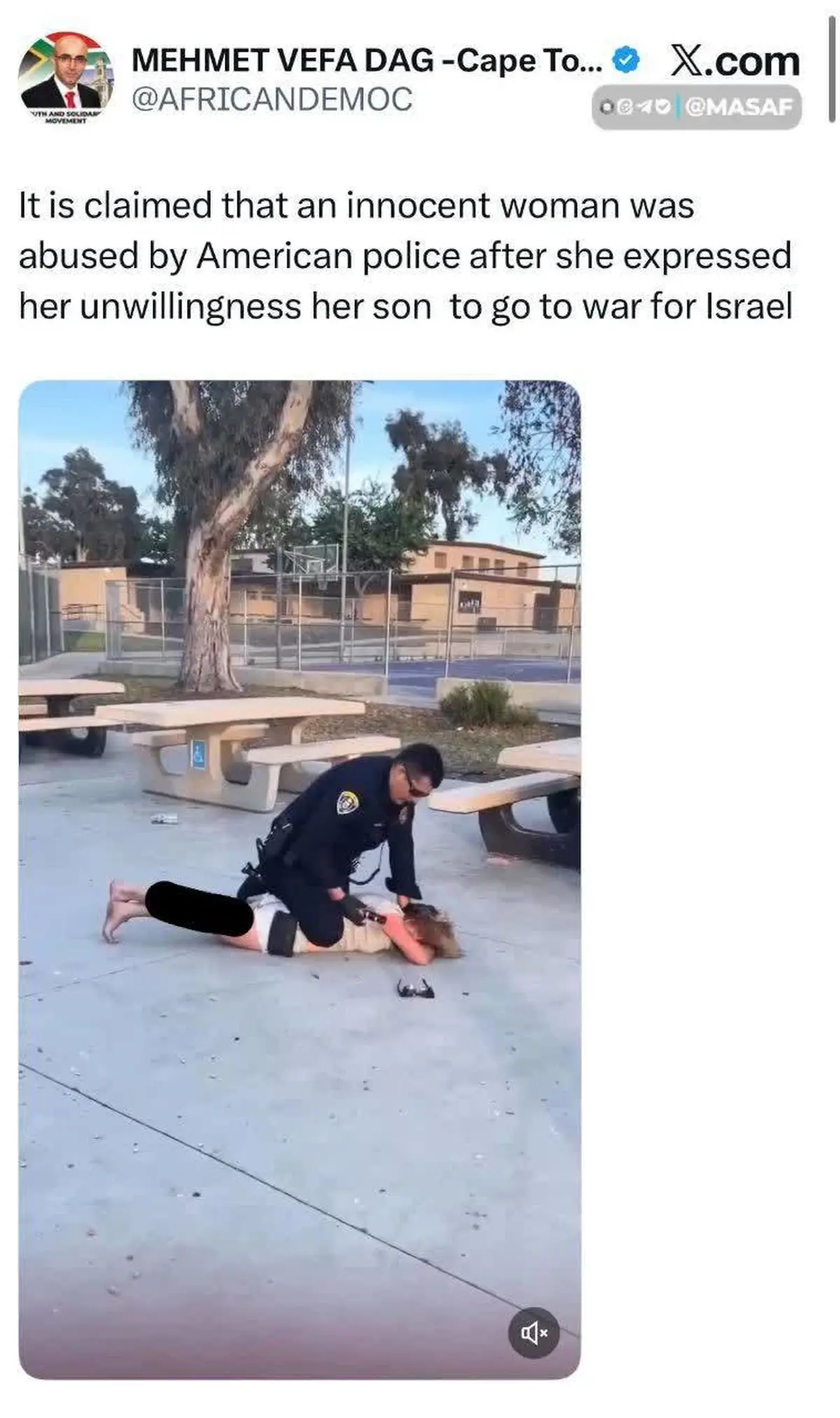 برخورد وحشیانه پلیس آمریکا با مادری که مانع اعزام فرزندش برای جنگ با ایران برای منافع اسرائیل شد + فیلم