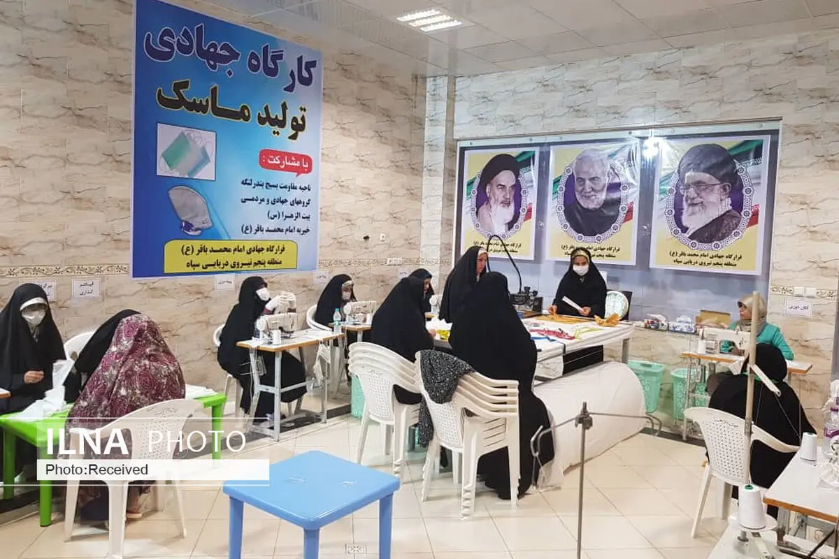 تولید ماسک در قرارگاه جهادی امام محمدباقر(ع)