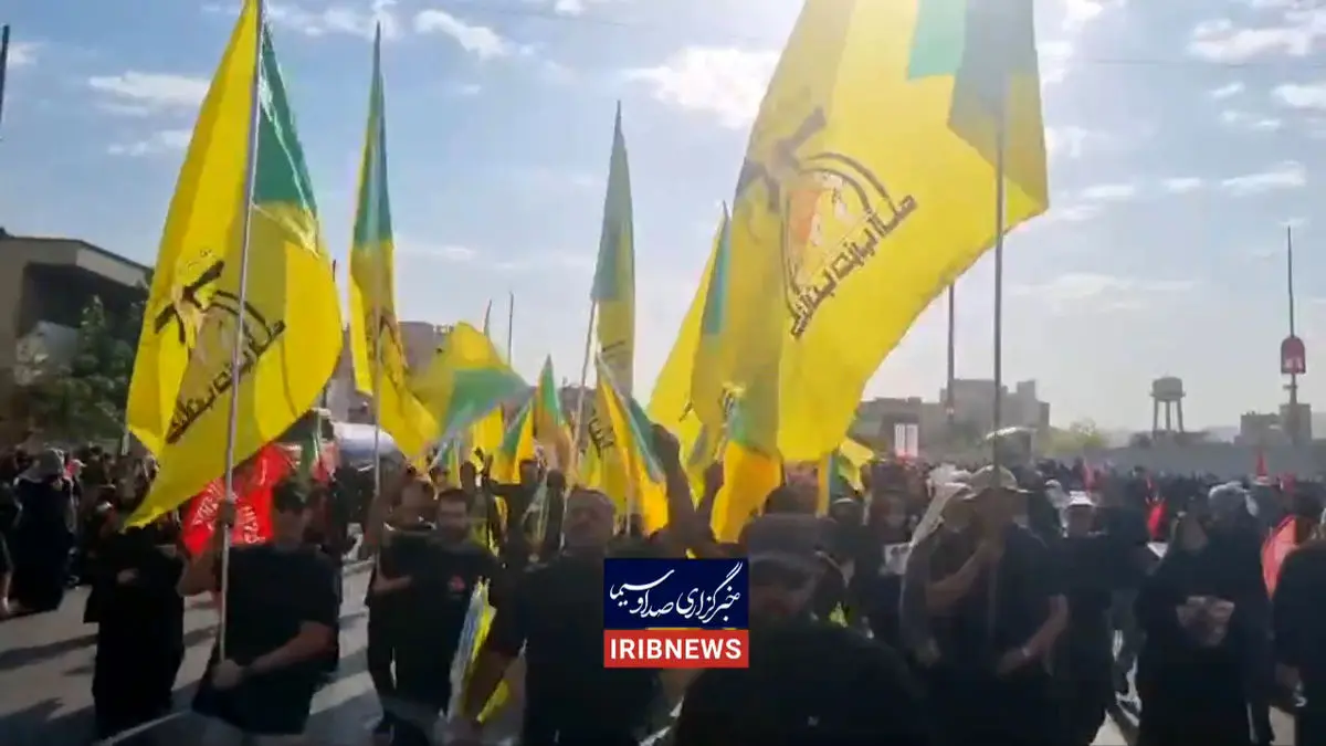 حضور نیروهای حزب الله عراق در مراسم تشییع قائد شهید + فیلم