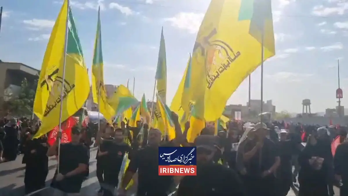 حضور نیروهای حزب الله عراق در مراسم تشییع قائد شهید + فیلم