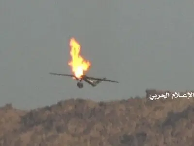 سرنگونی پهپاد جاسوسی دشمن در استان تعز یمن توسط انصار الله
