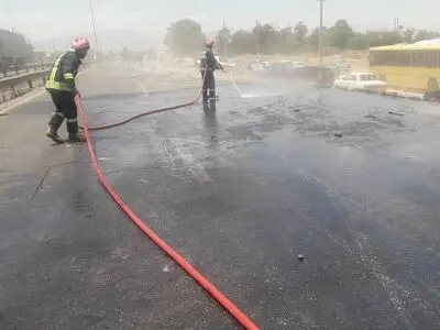 واژگونی خودرو حمل سوخت در مسیر کرمانشاه ماهیدشت