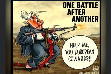 «گاردین« هم ترامپ را به سخره گرفت/آهای اروپایی‌های ترسو+کاریکاتور