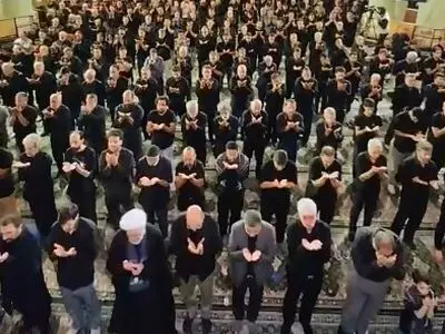 نماز ظهر عاشورا در حرم حضرت عبدالعظیم حسنی + فیلم