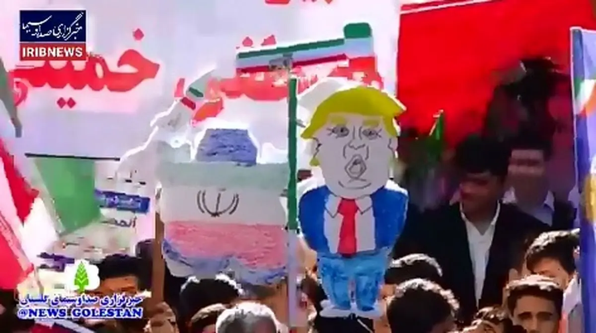مکانیزم چکش دانش آموزان گرگانی بر سر ترامپ + فیلم