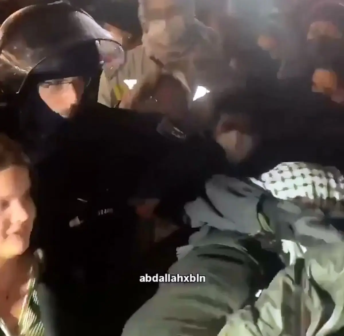 مشتهای ماموران امنیتی آلمان به سوی بانوان هوادار فلسطین + فیلم