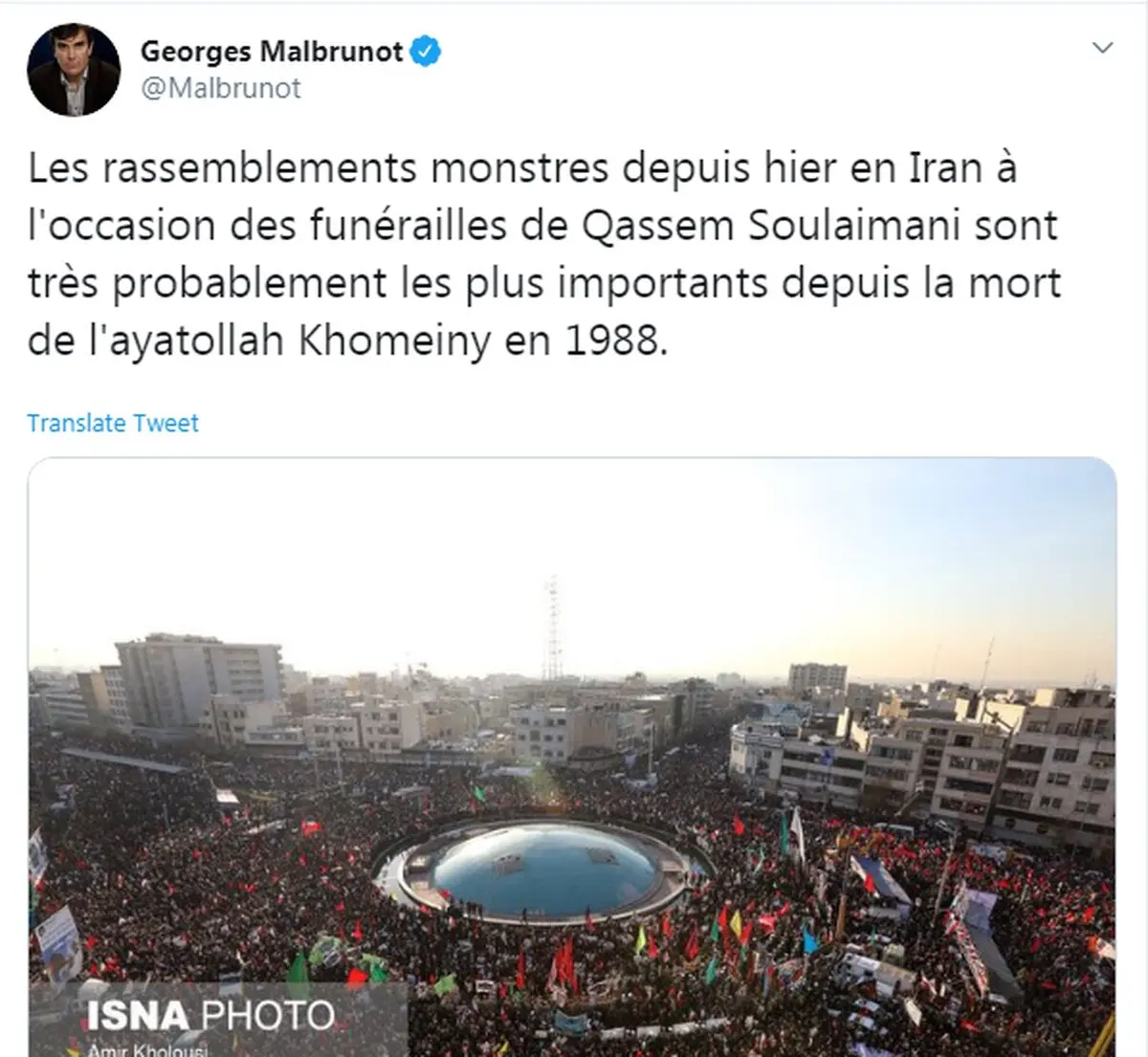 وداع با سردار سلیمانی گسترده‌ترین تجمع بعد از رحلت آیت‌الله خمینی است