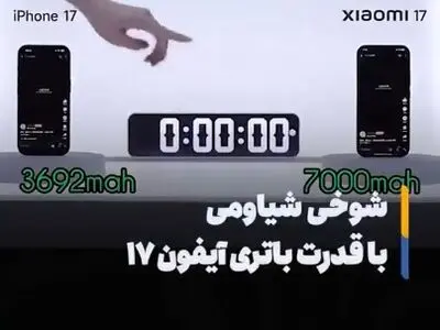 شیائومی با این ویدیو باتری آیفون ۱۷ را مسخره کرد + فیلم