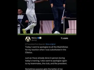 عذرخواهی وینیسیوس از هواداران و کادر رئال مادرید