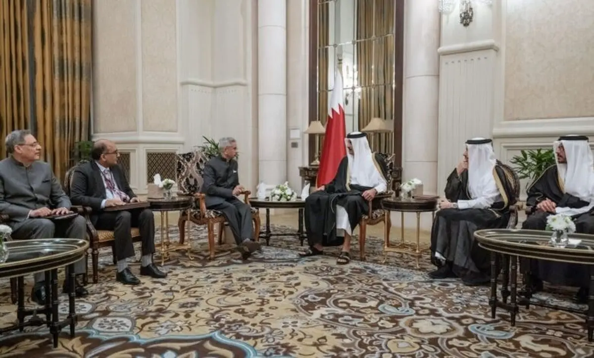دیدار امیر قطر با وزیر خارجه هند در دهلی نو
