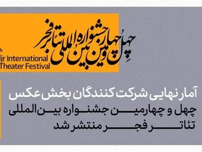 آمار شرکت‌کنندگان بخش عکس در جشنواره  تئاتر فجر اعلام شد