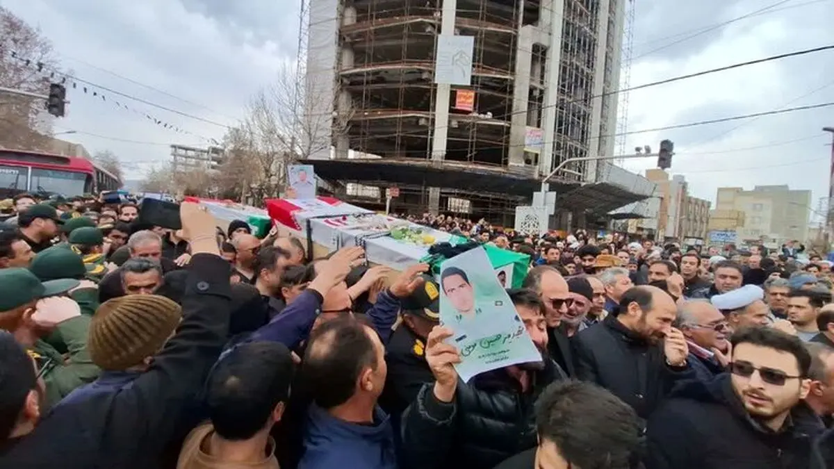 پیکر پاک چهار شهید نیروی انتظامی در مرند تشییع شد