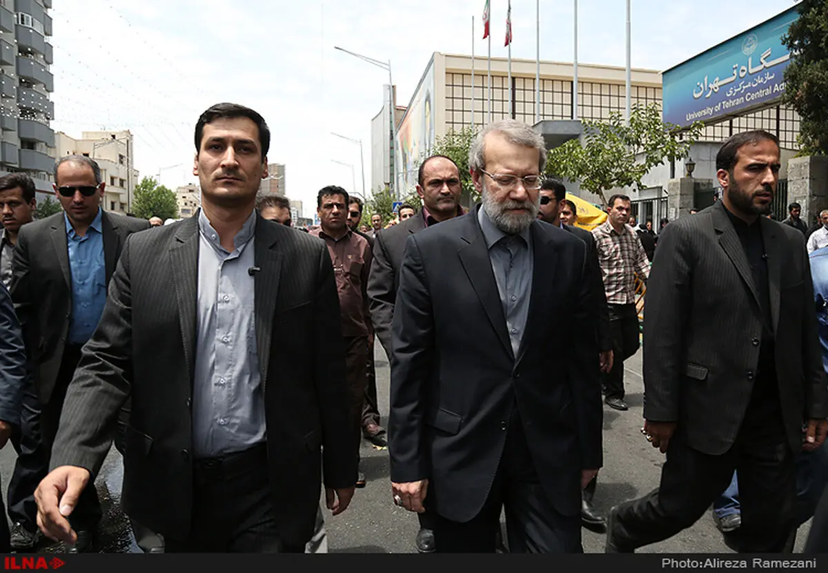 حضور لاریجانی در مراسم راهپیمایی روز قدس