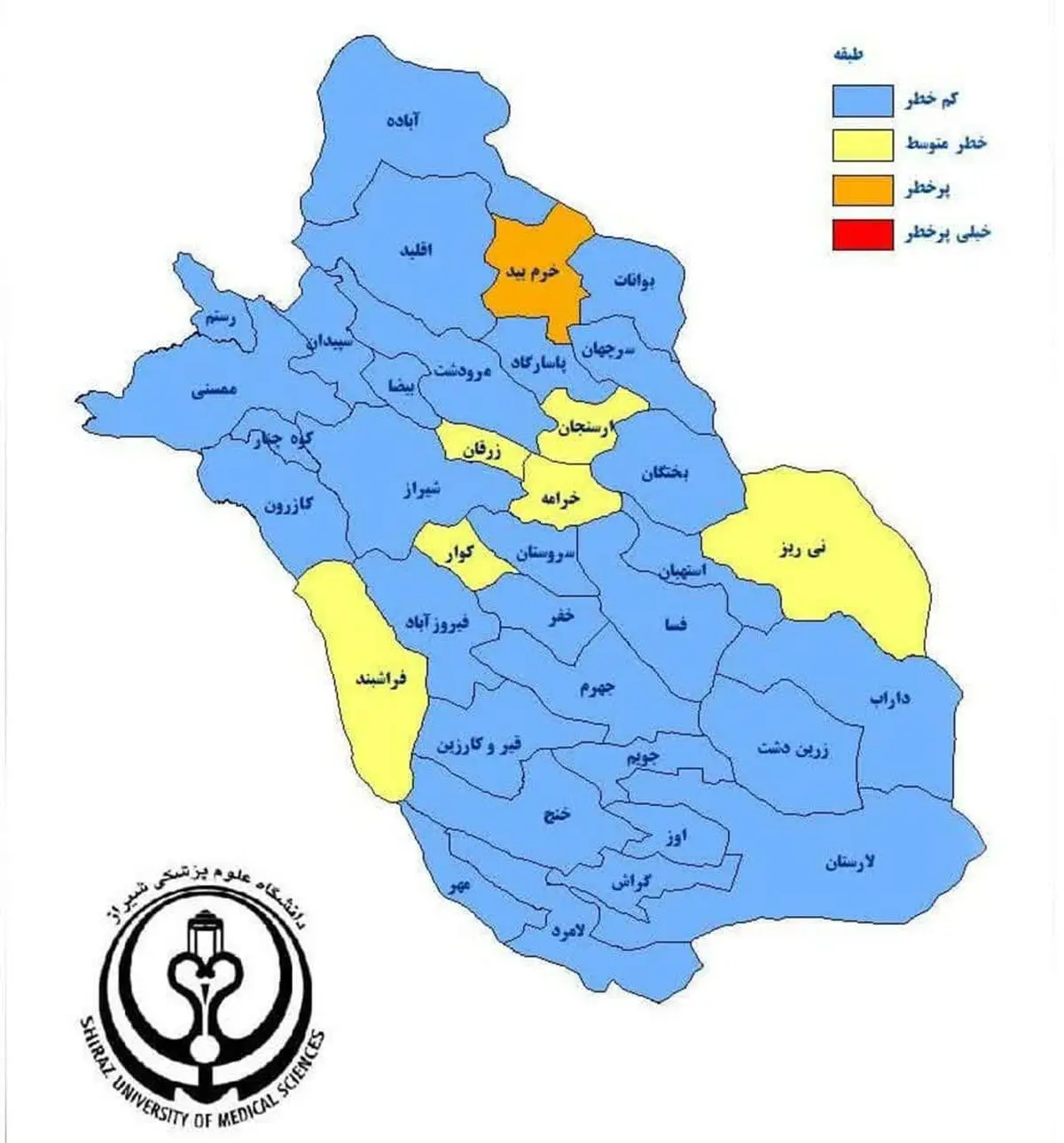 7 شهرستان فارس در وضعیت زرد و نارنجی کرونا