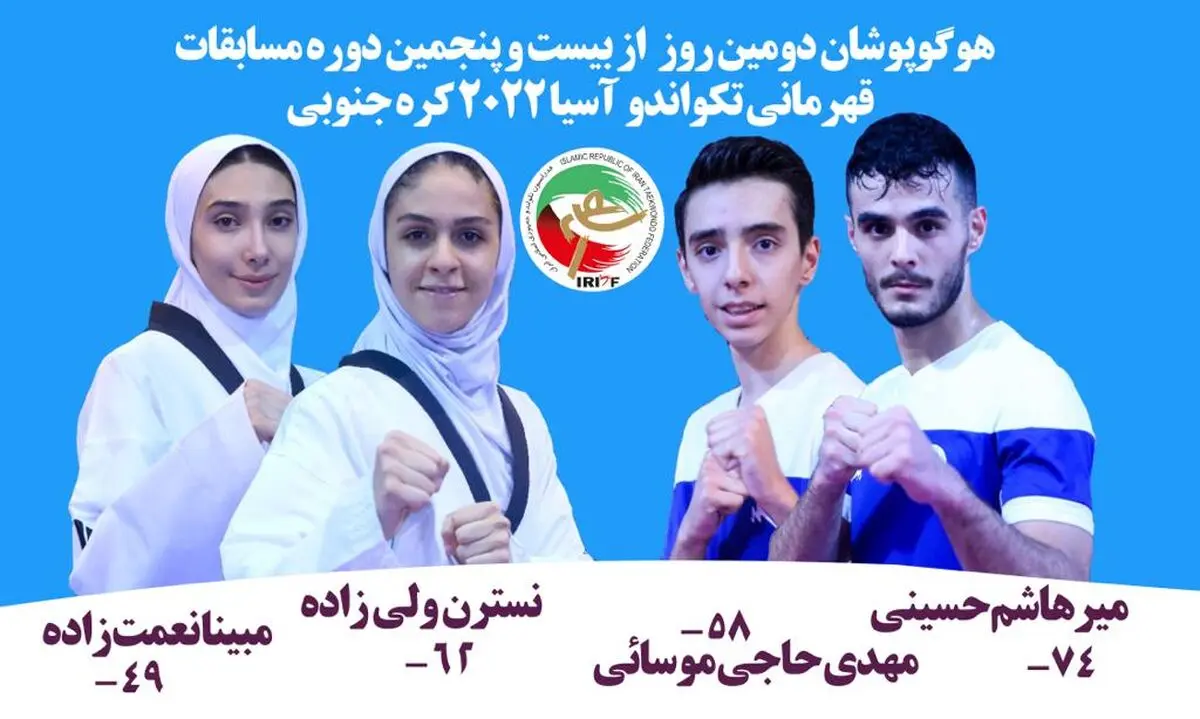 تکواندو قهرمانی آسیا؛ اعلام قرعه چهار تکواندوکار ایران در روز دوم 
