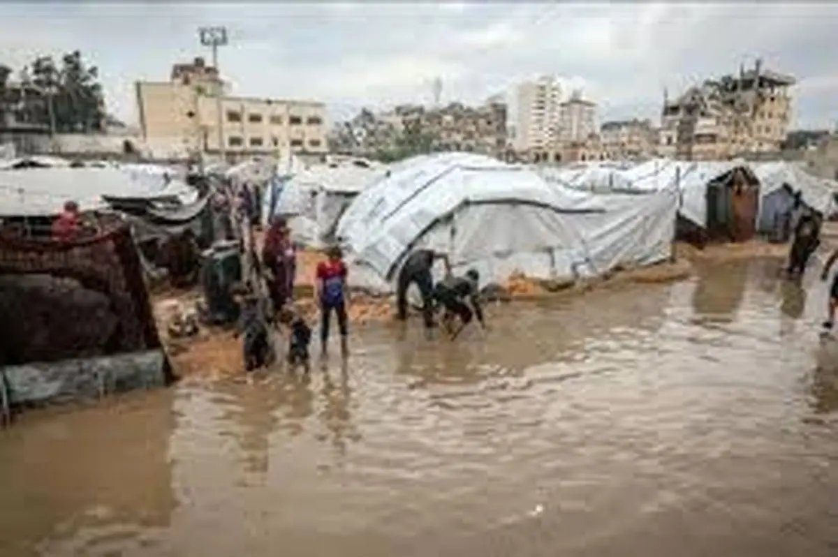 آبگرفتگی و سیل در خیمه‌های آوارگان فلسطینی در غزه + فیلم