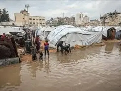 آبگرفتگی و سیل در خیمه‌های آوارگان فلسطینی در غزه + فیلم