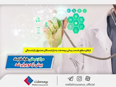 ارتقای سطح خدمت‌رسانی بیمه ملت به بازنشستگان صندوق بازنشستگی | مراکز درمانی طرف قرارداد بیش از 2 برابر شد