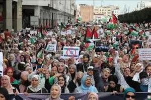 مراکشی ها برای حمایت از ناوگان صمود و مردم غزه به خیابان آمدند