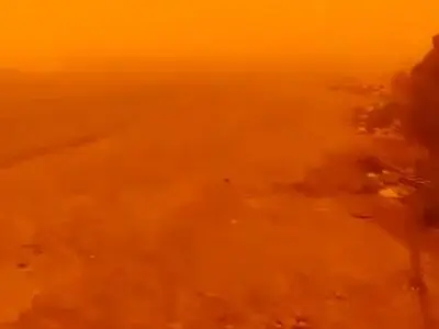 اوضاع غرب عراق: تندبادهای سهمگین با طوفان عظیم خاک + فیلم