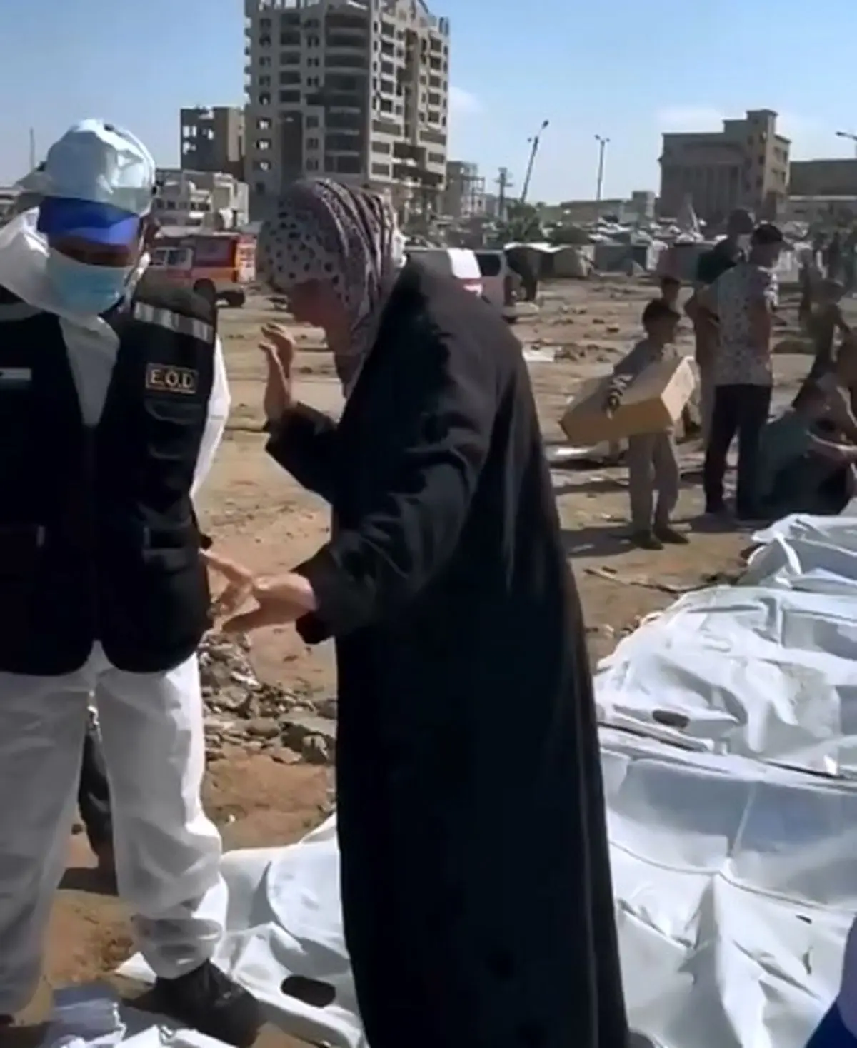 تلاش یک مادر داغدار فلسطینی برای شناسایی پیکر فرزند شهیدش + فیلم