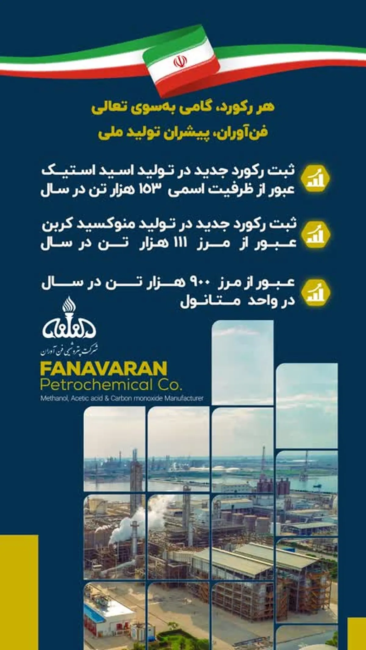 رکورد تولید در پتروشیمی فن‌آوران شکسته شد