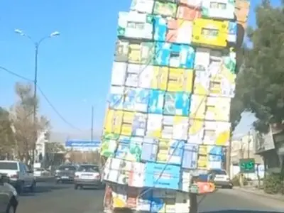 فیلم عجیب از حمل بار نامتعارف با پلاک مخدوش + فیلم
