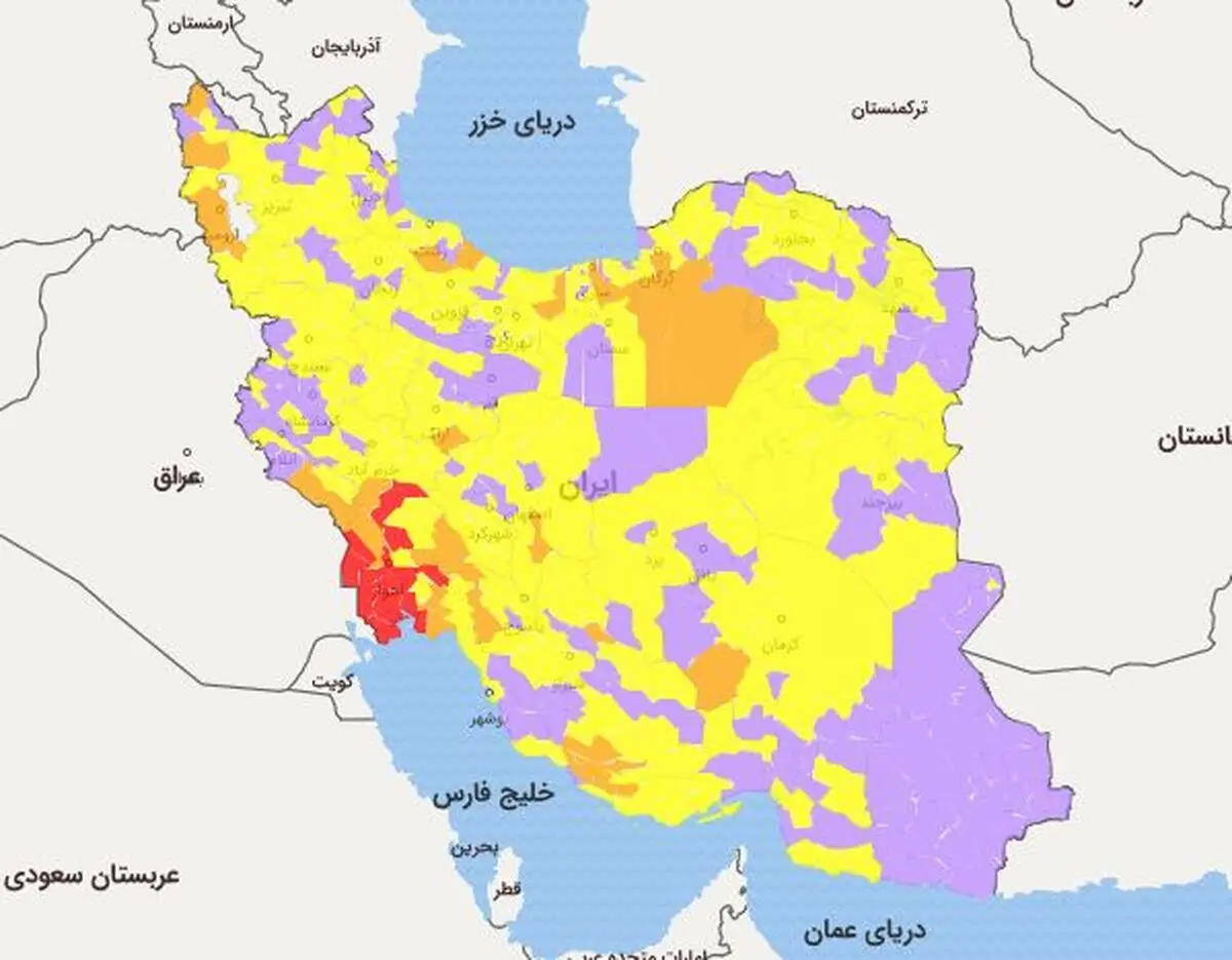 ۶ شهر در استان تهران نارنجی شد / اغلب بیماران دماوند و فیروزکوه غیربومی هستند