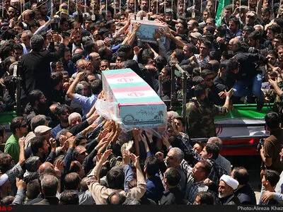 مراسم وداع با پیکر دو شهید گمنام دفاع مقدس در تهران 