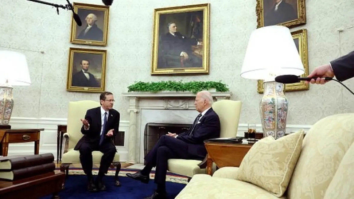 دیدار جو بایدن با رئیس رژیم صهیونیستی در کاخ سفید