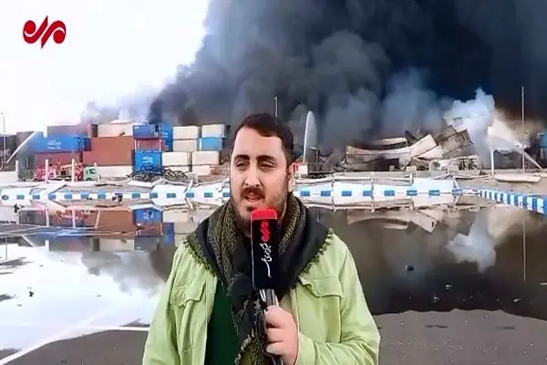 خسارت های ایجاد شده بر اثر انفجار کانتینرها در بندر عباس؛ تکه ها کانتیر پرتاب شده و به مردم اصابت کرده است + فیلم