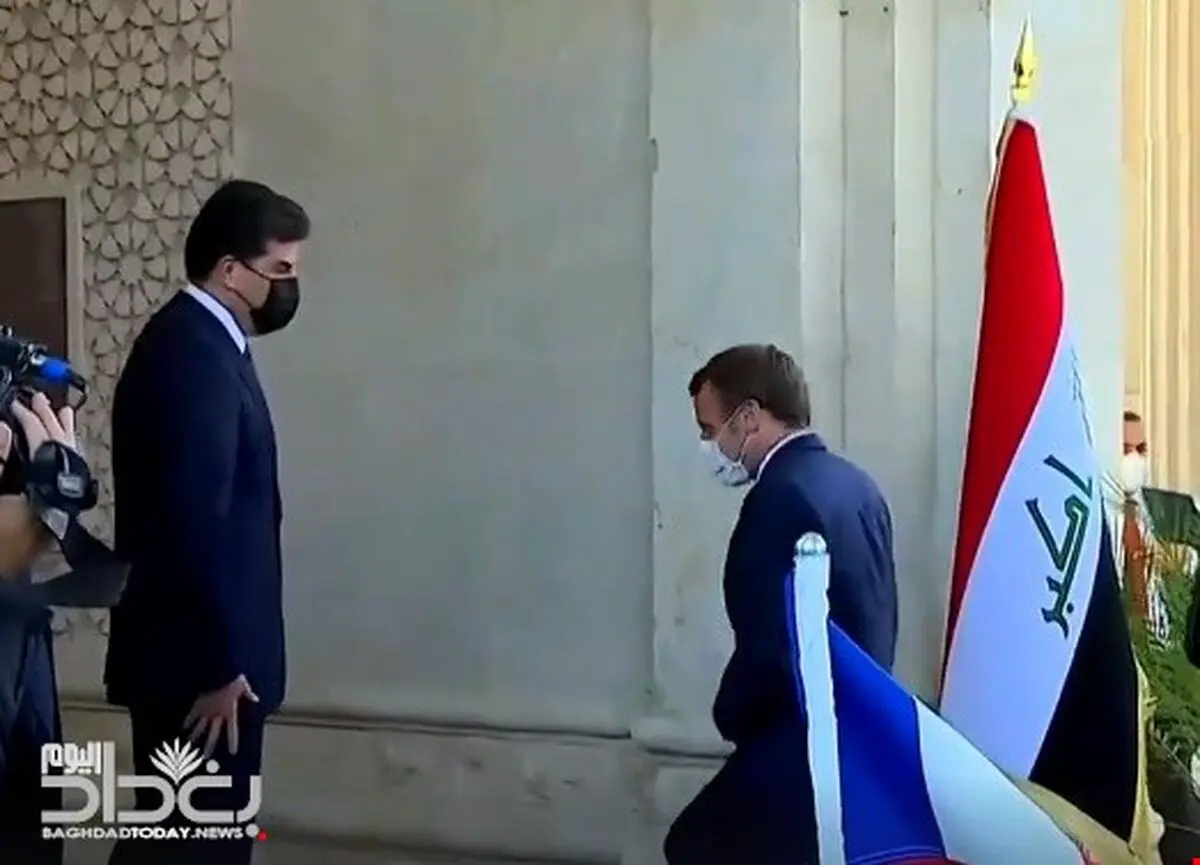 دیدار ماکرون و بارزانی در بغداد