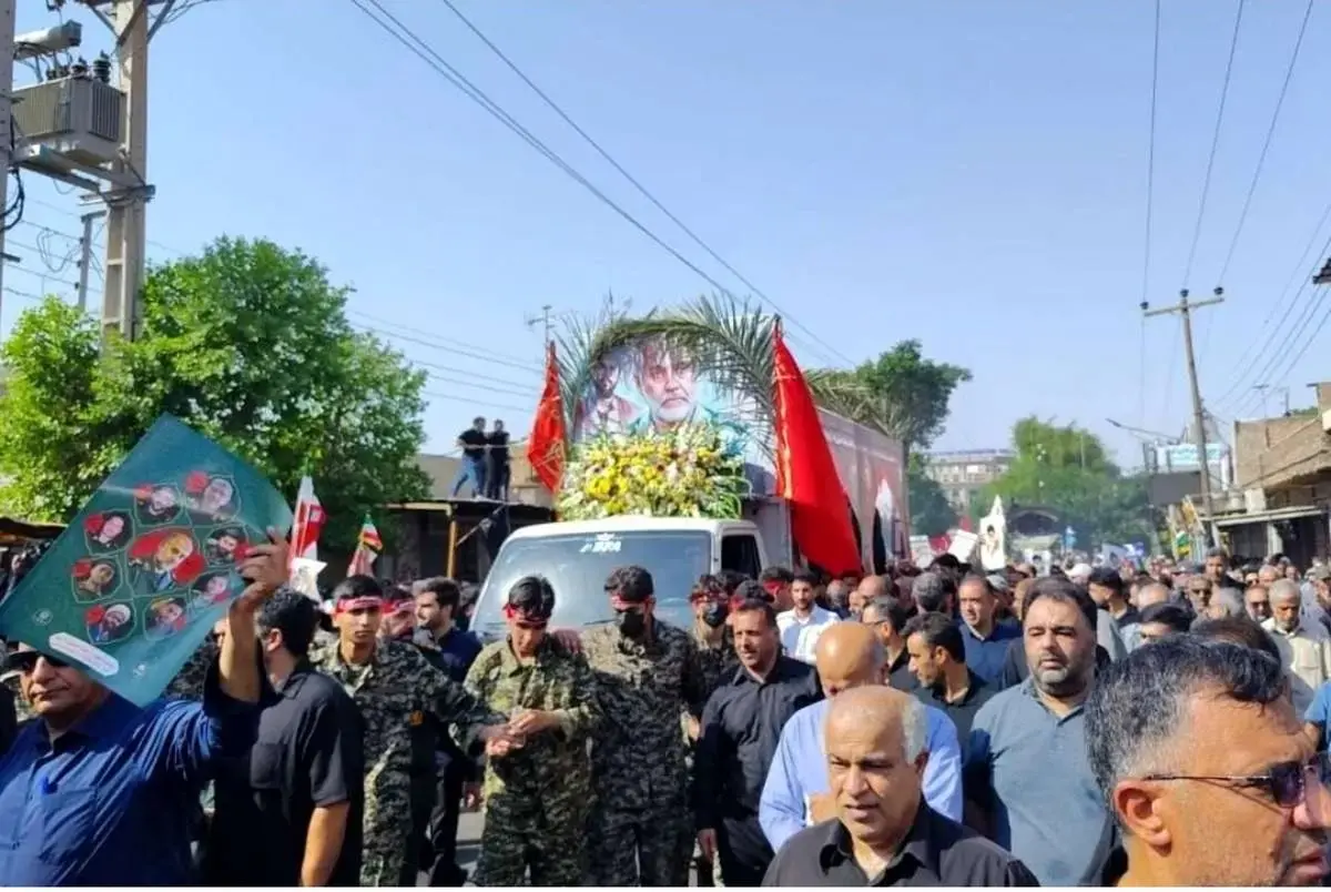 تشییع پیکر سردار شهید «غلامعلی رشید» و فرزندش با حضور پرشور مردم در دزفول برگزار شد