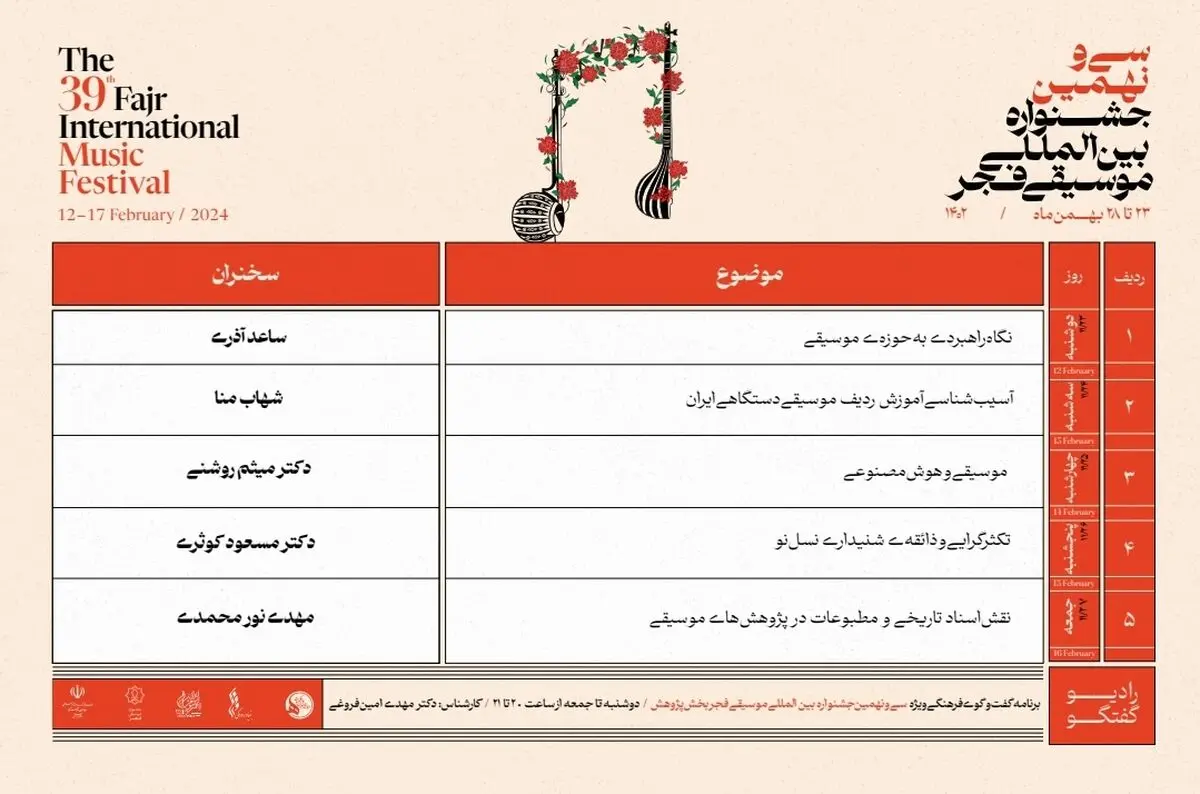 جدول بخش پژوهش جشنواره موسیقی فجر منتشر شد