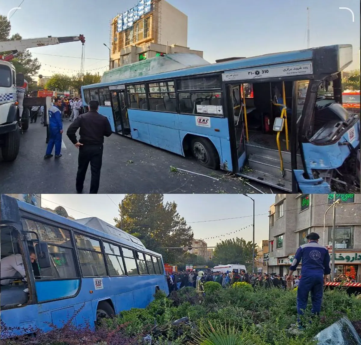 یک فوتی در تصادف اتوبوس در میدان شهدا