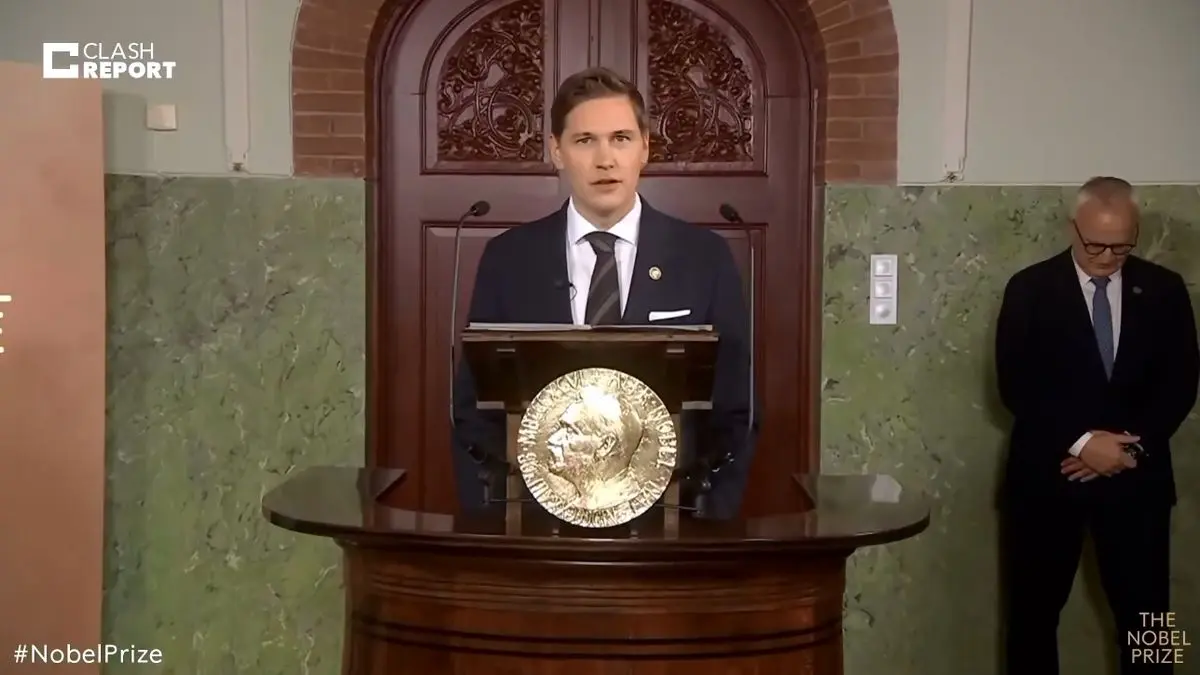 لحظه اعلام برنده شدن جایزه صلح نوبل ۲۰۲۵ توسط ماریا کورینا ماچادو رهبر اپوزیسیون ونزوئلا + فیلم