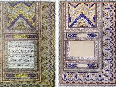 اجرای دوباره تذهیب حاشیه و سر لوح قاجار با رویکردی جدید